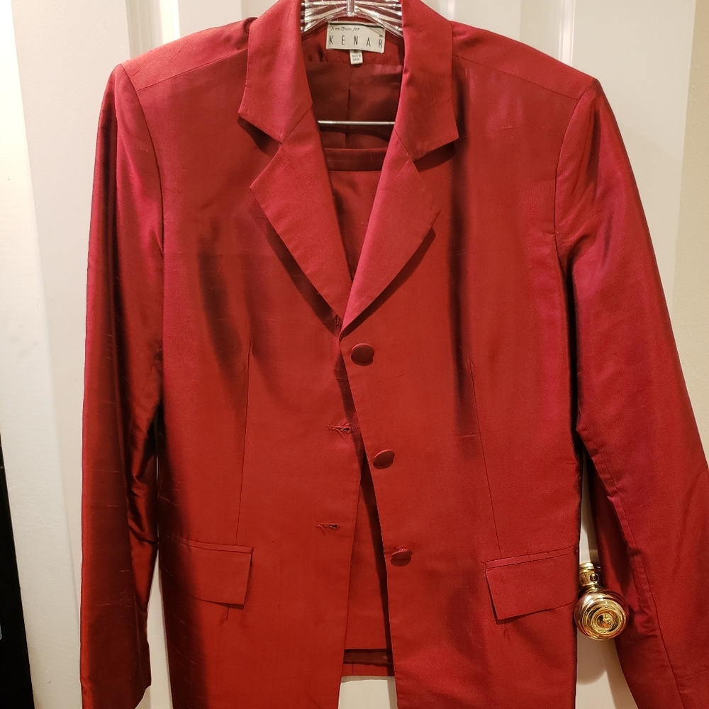 '90 Vintage Red Silk Suit by Kenar